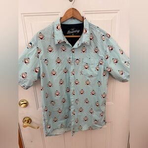 NYC Bowery Sumo Wrestling Graphic Button Shirt - Men XL - Summer Novelty